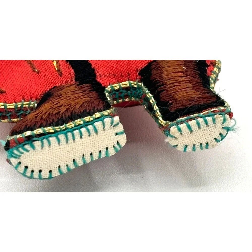 Embroidered Cloth Santa Christmas Ornament Stuffed Vintage Two Sided Old World‎